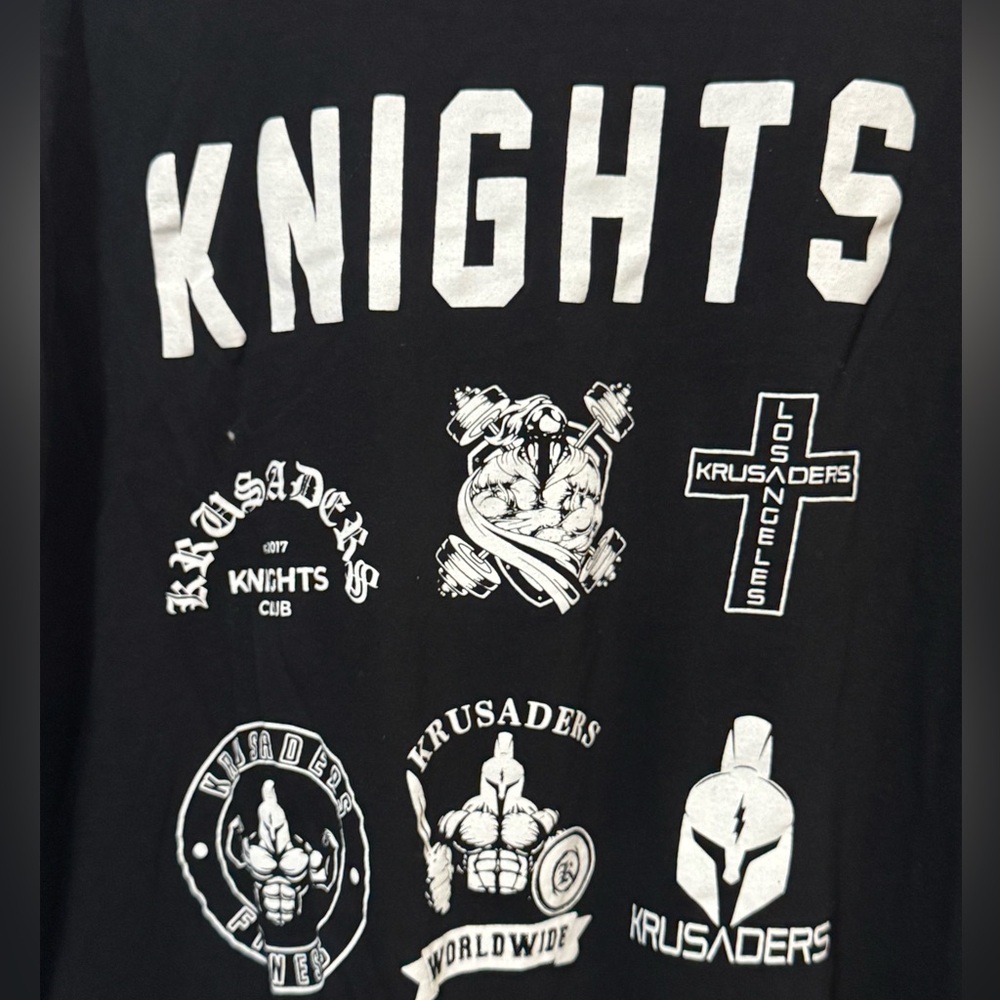 Black KRUSADERS Knights Club Los Angeles High End Men’s 2XL T-Shirt MINTY - Picture 4 of 5